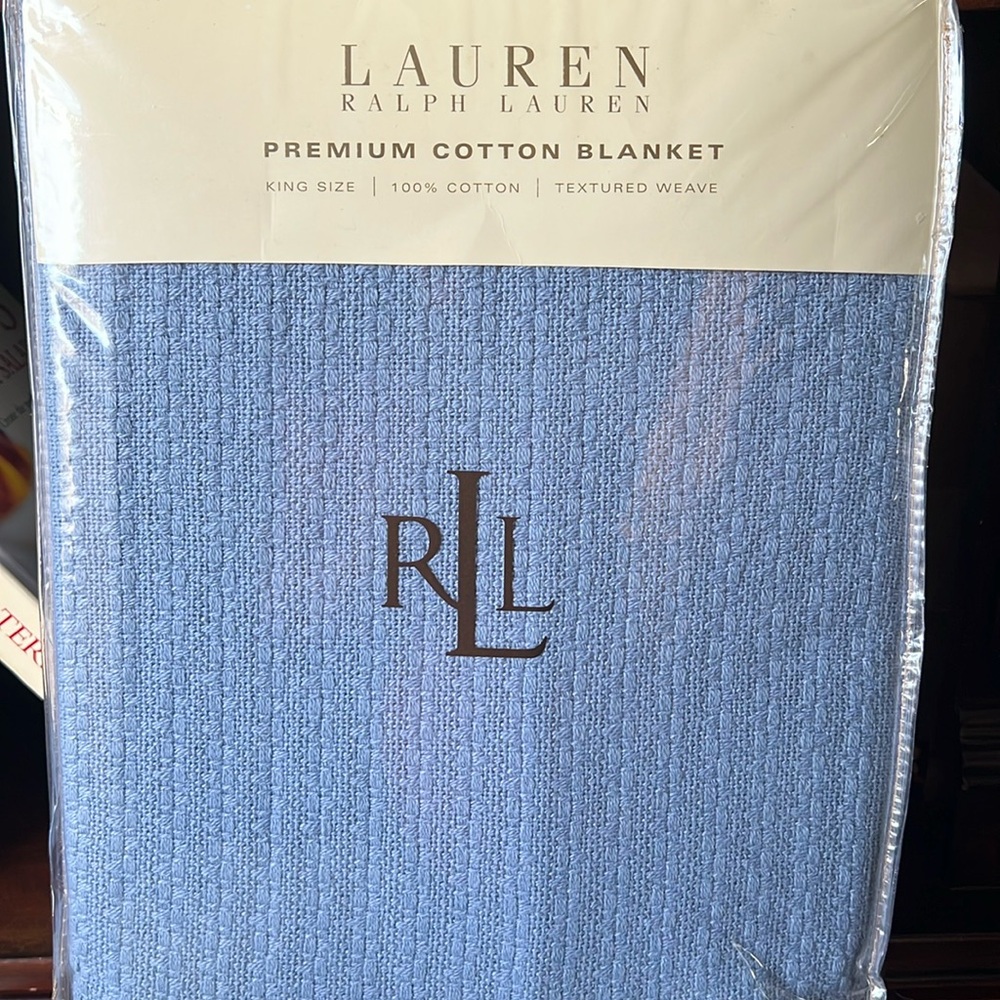 Ralph Lauren Textured Cotton Blanket in BLUE